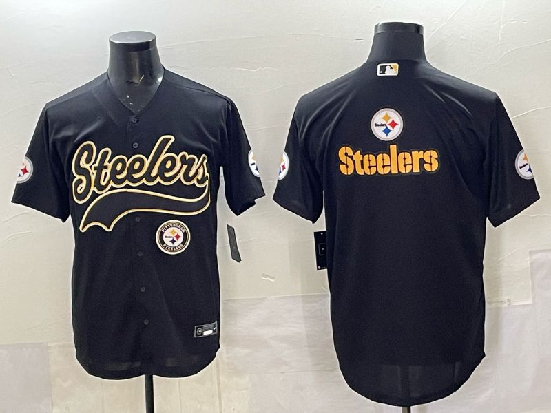 Men 2025 Nike Pittsburgh Steelers Blank Black Joint Name  Limited NFL Jersey style 052->pittsburgh steelers->NFL Jersey